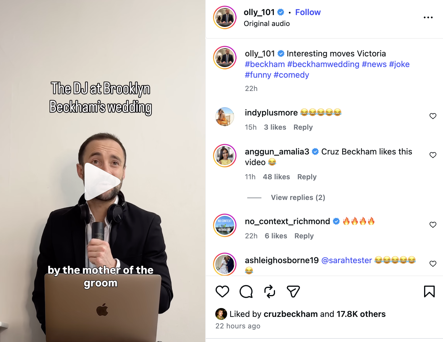 Cruz Beckham likes Instagram post about feud