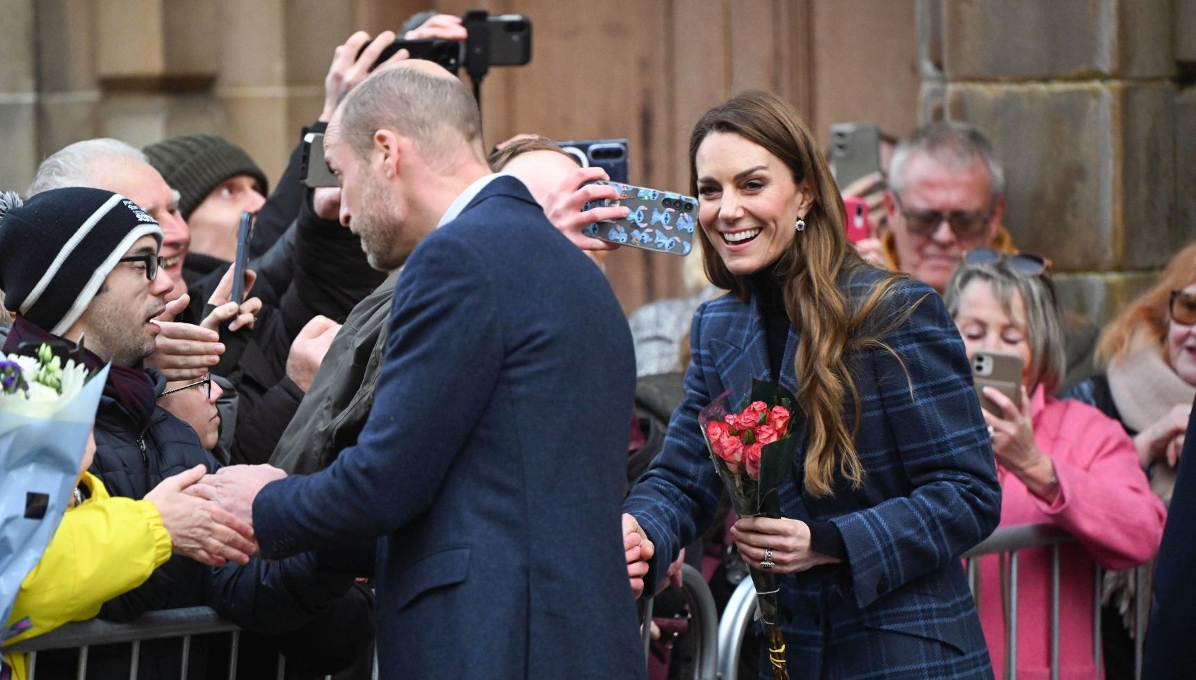 Prince William and Kate Middleton greeting crowds in Scotland