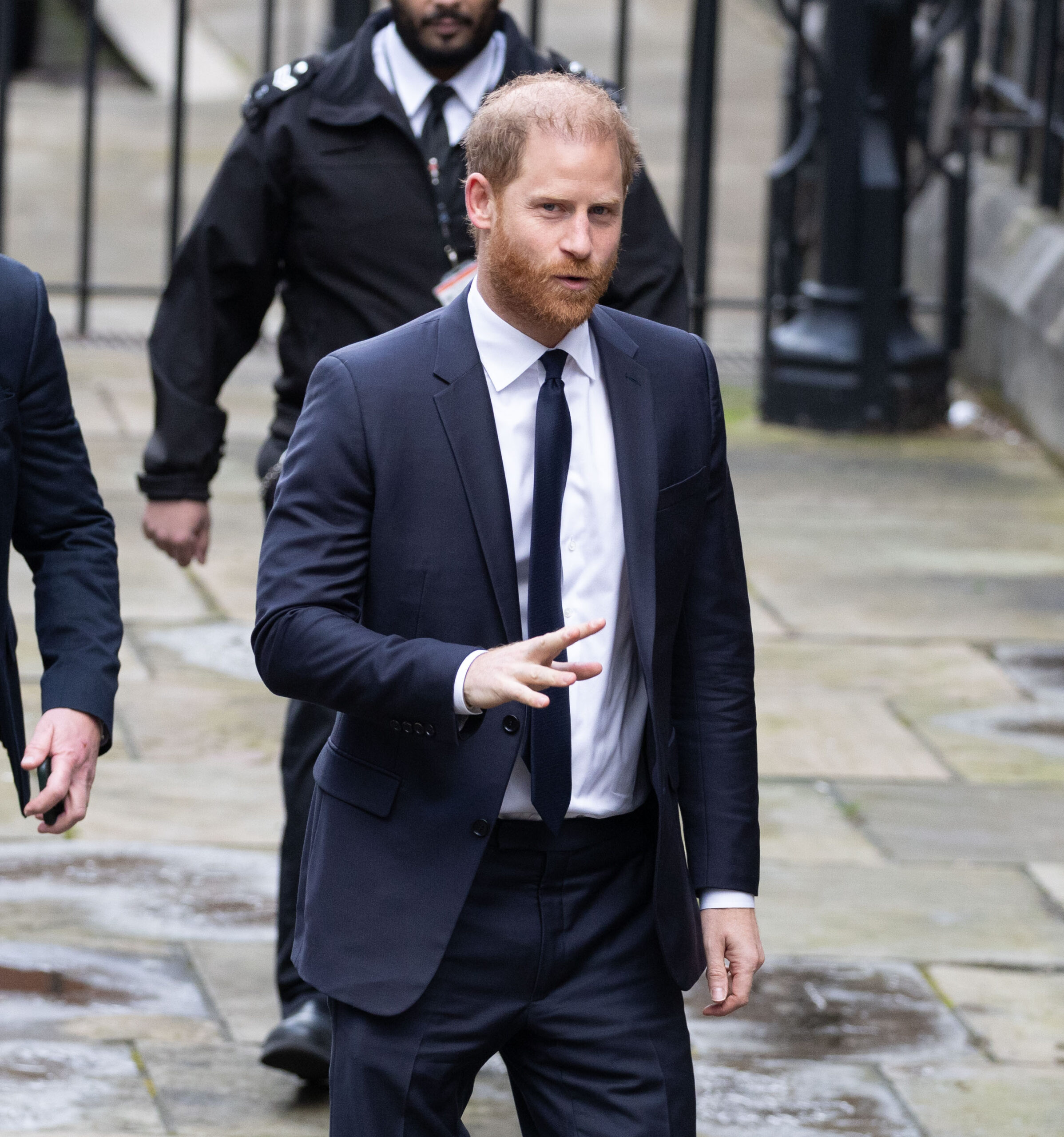 Prince Harry in suit during court appearance for trial