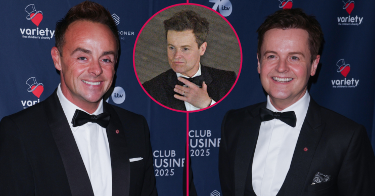 Ant and Dec smiling and Dec inset