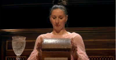 Rachel opening a chest on The Traitors