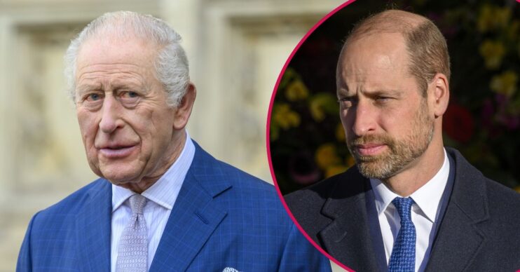 ED composite of Prince William and King Charles looking serious