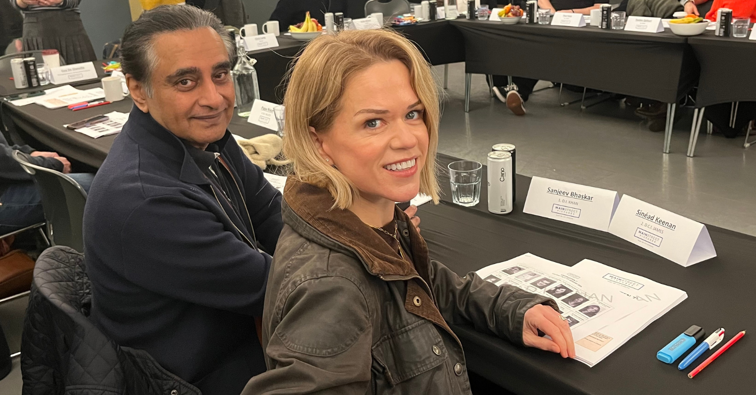 Sanjeev Bhaskar and Sinéad Keenan read through scripts for Unforgotten series 7