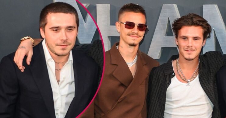 Romeo, Cruz and Brooklyn Beckham on the red carpet