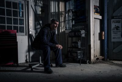 Cain Dingle sitting in his garage