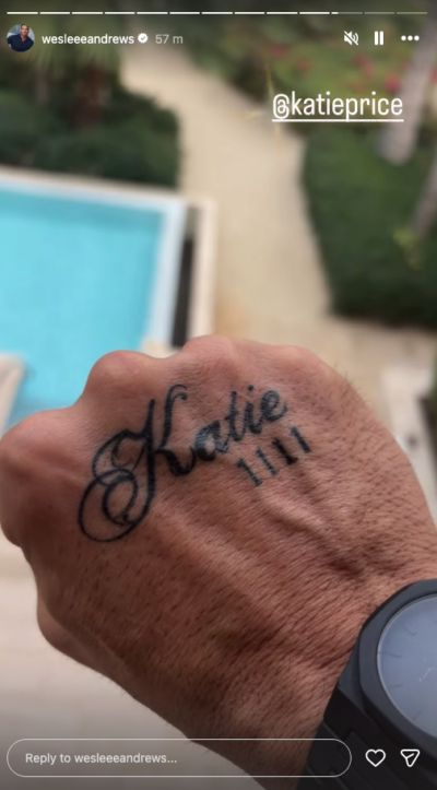 Katie tattoo on Lee Andrews' hand