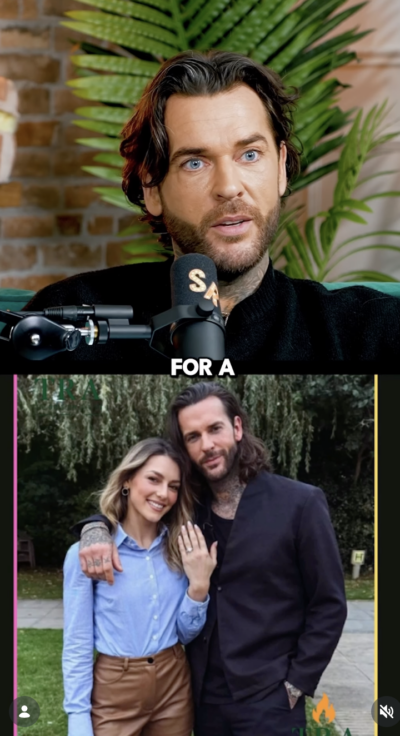 Pete Wicks split screen / AI pic of Pete and Jowita