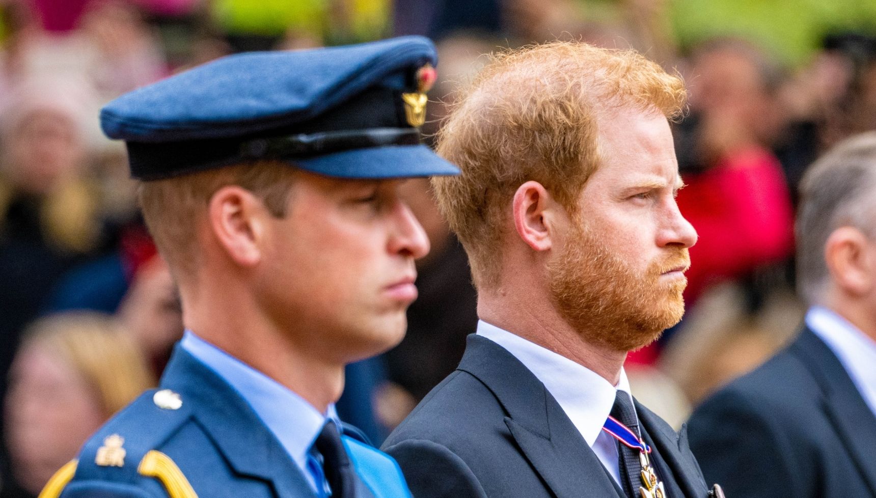 Prince William and Harry during Queen Elizabeth's funeral