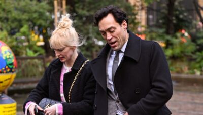 Alex Hassell at memorial service for Jilly Cooper