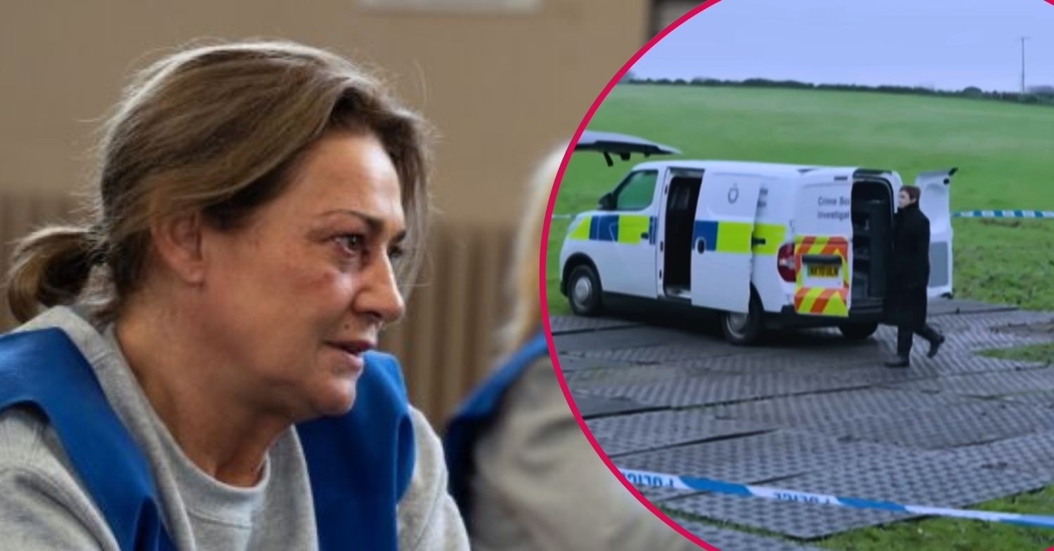 Moira and a police van (Credit: ITV/Comp ED!)