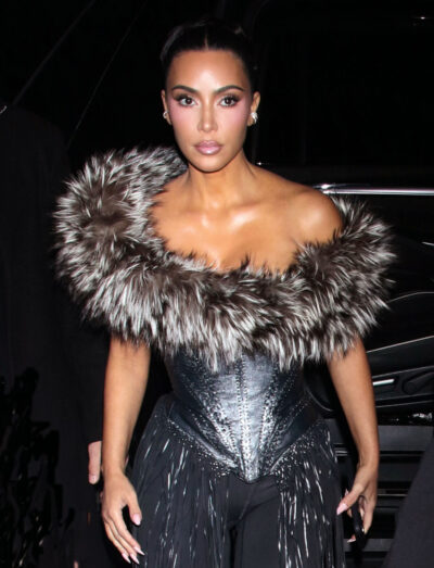 Kim Kardashian in a big furry outfit