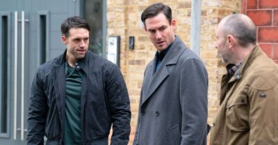 EastEnders Zack breaks up a fight between Mark and Ross