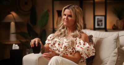 Kerry Katona on a podcast