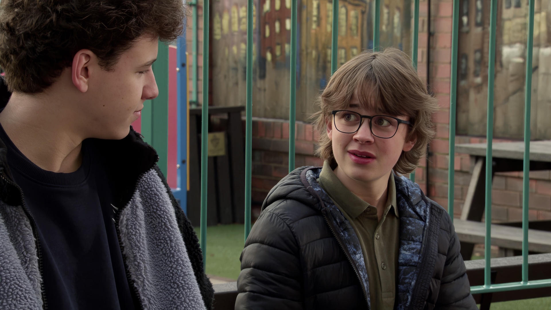 Sam taking to Will in Coronation Street