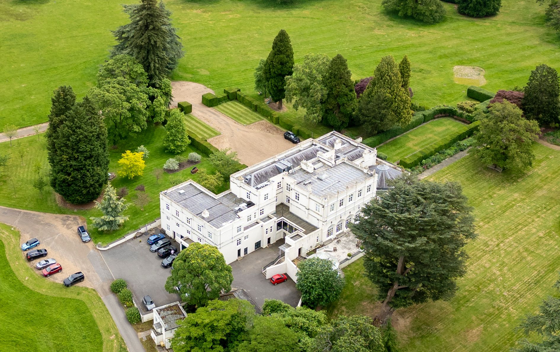 Aerial view of Andrew Mountbatten-Windsor's Royal Lodge home 