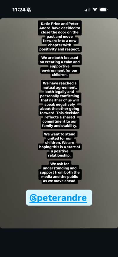 Katie Price's statement from Instagram
