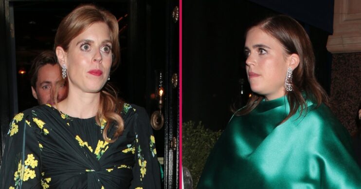Princess Beatrice and Princess Eugenie frowning