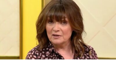 Lorraine in brown spotty blouse