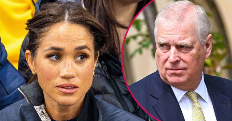 ED composite of Meghan Markle and Andrew Mountbatten-Windsor with serious expressions