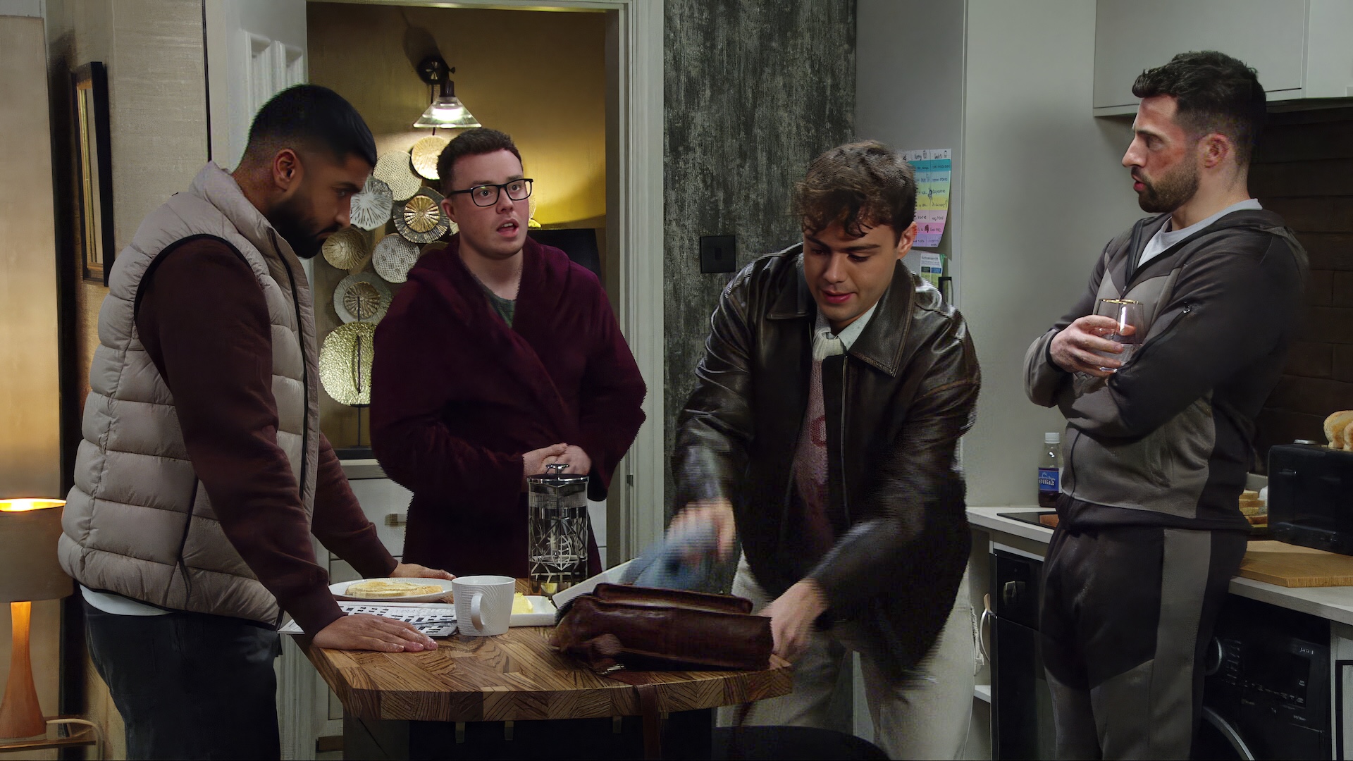 Lewis rushes off after spending the night with Vinny