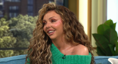 Jesy Nelson wearing a green jumper on This Morning