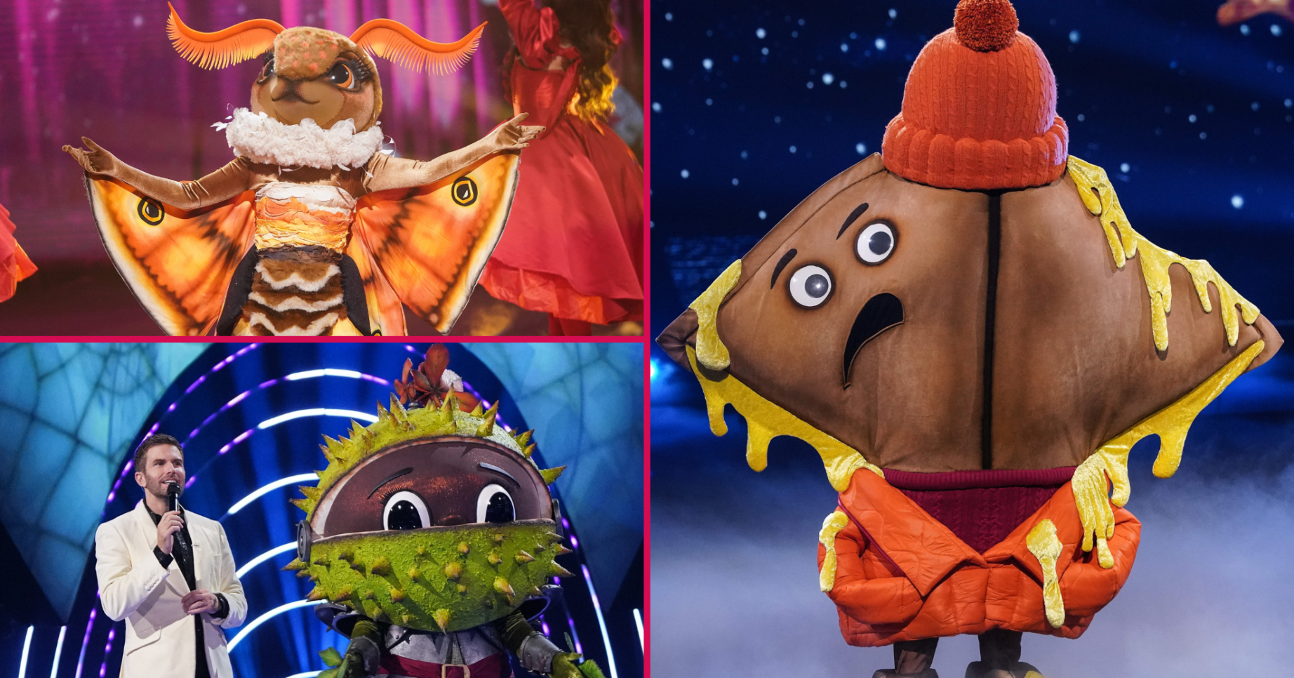 Conkers, Toastie and Moth on The Masked Singer