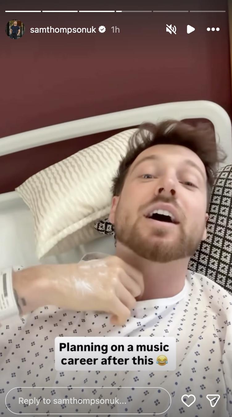Sam Thompson in hospital for surgery