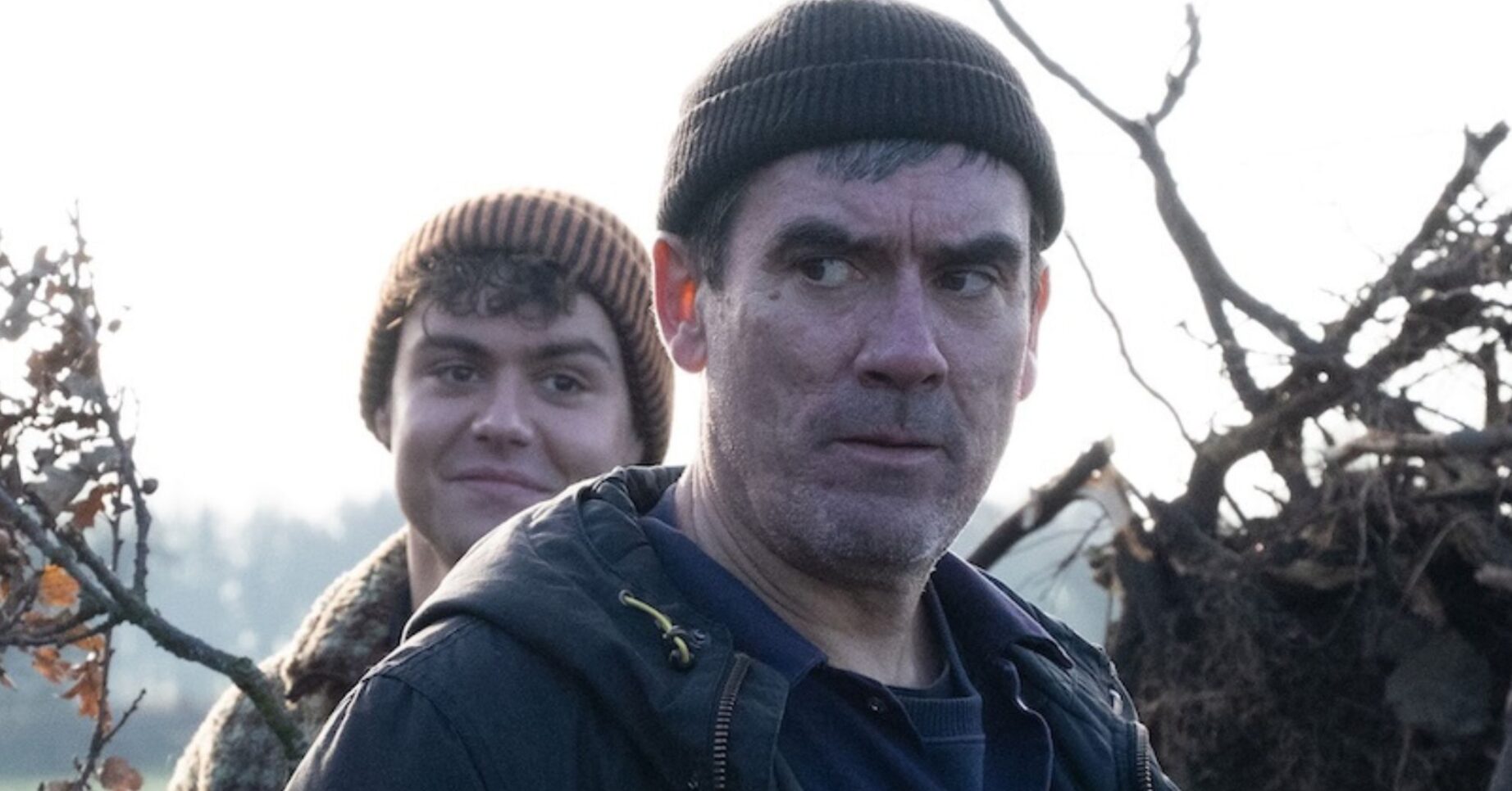 Lewis and Cain look serious in Emmerdale (Credit: ITV/comp ED!)