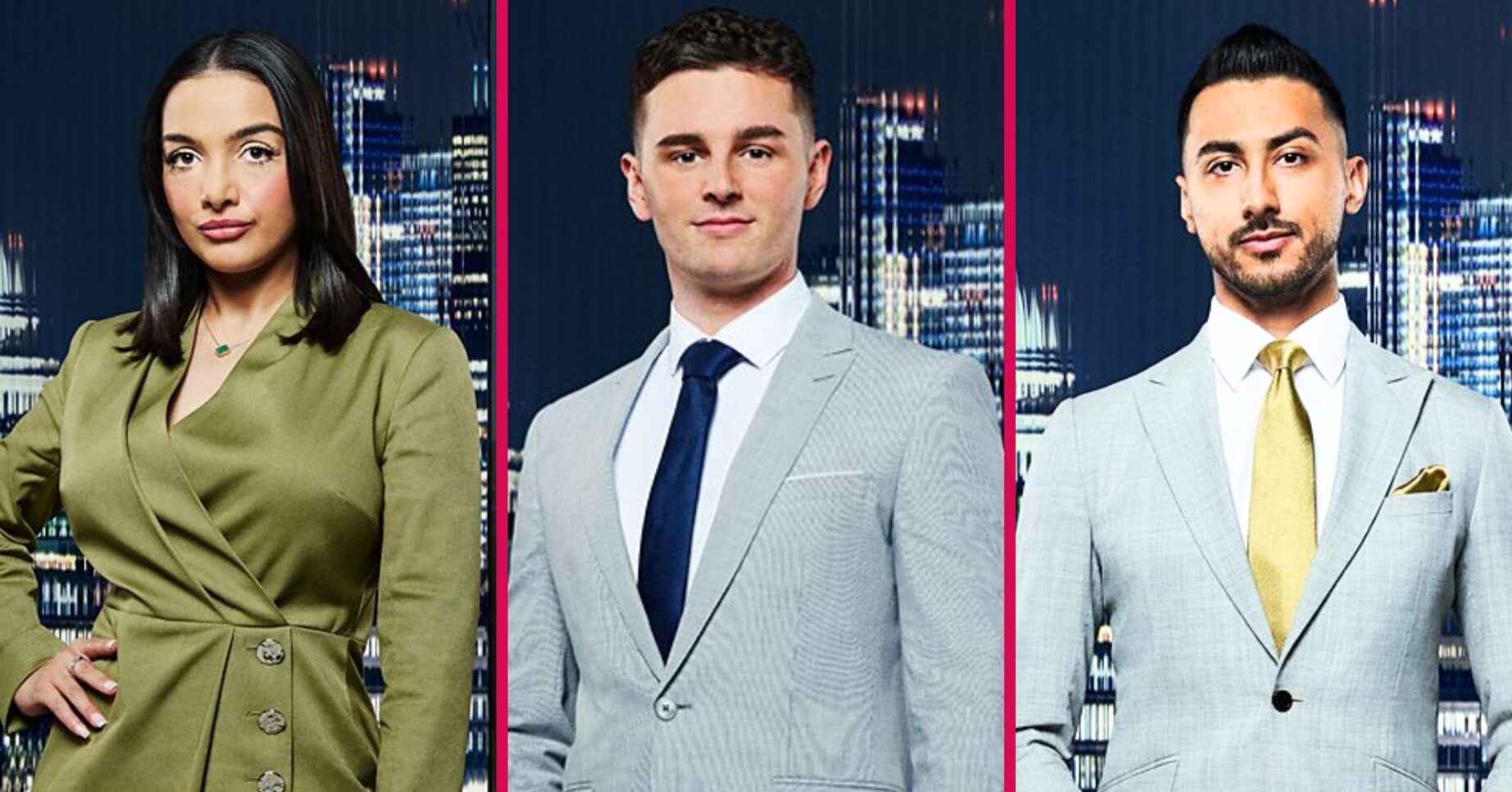 Roxanne, Conor, and Rajan in The Apprentice series 20