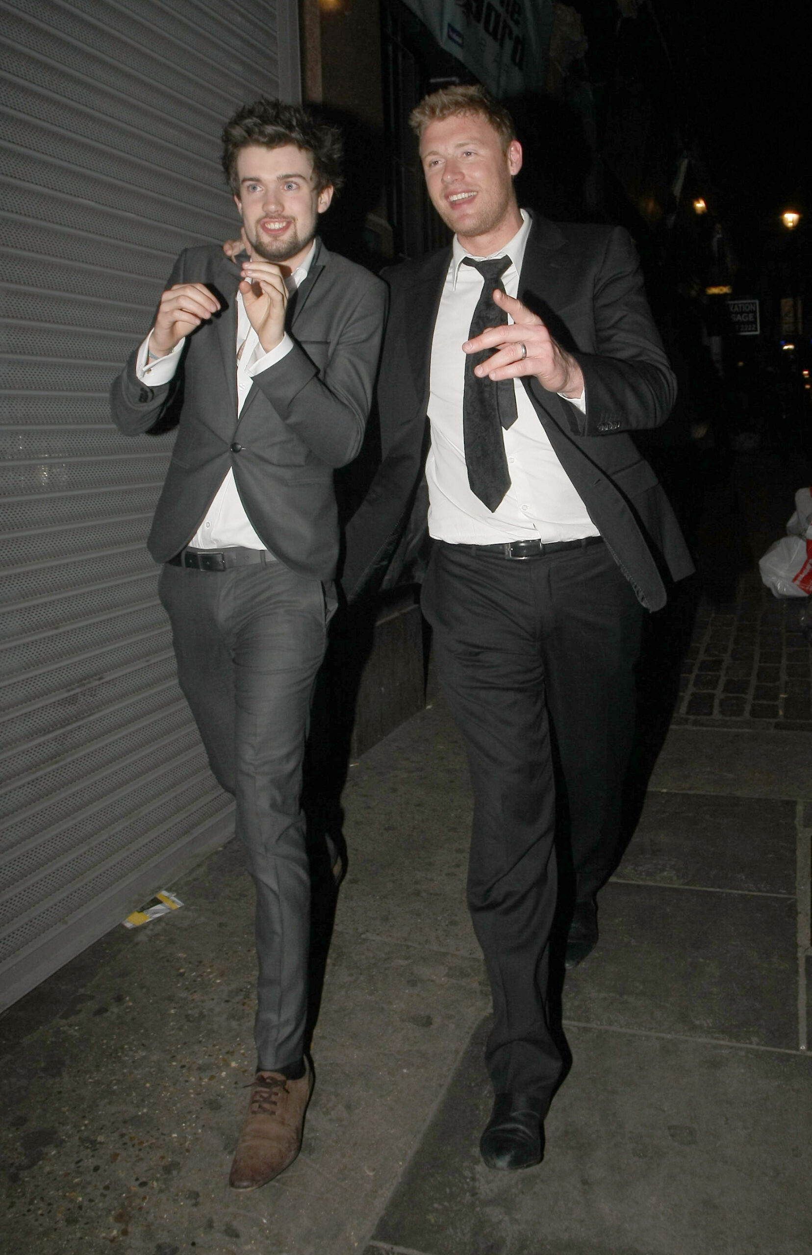 Jack Whitehall and Freddie Flintoff walking