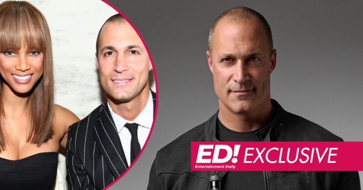 Tyra Banks and Nigel Barker smiling/Nigel Barker looking in front