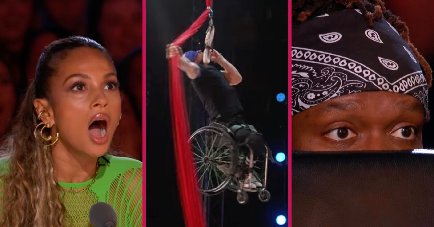 Alesha Dixon shocked, Paul Nunnari with a noose around his neck, and KSI scared
