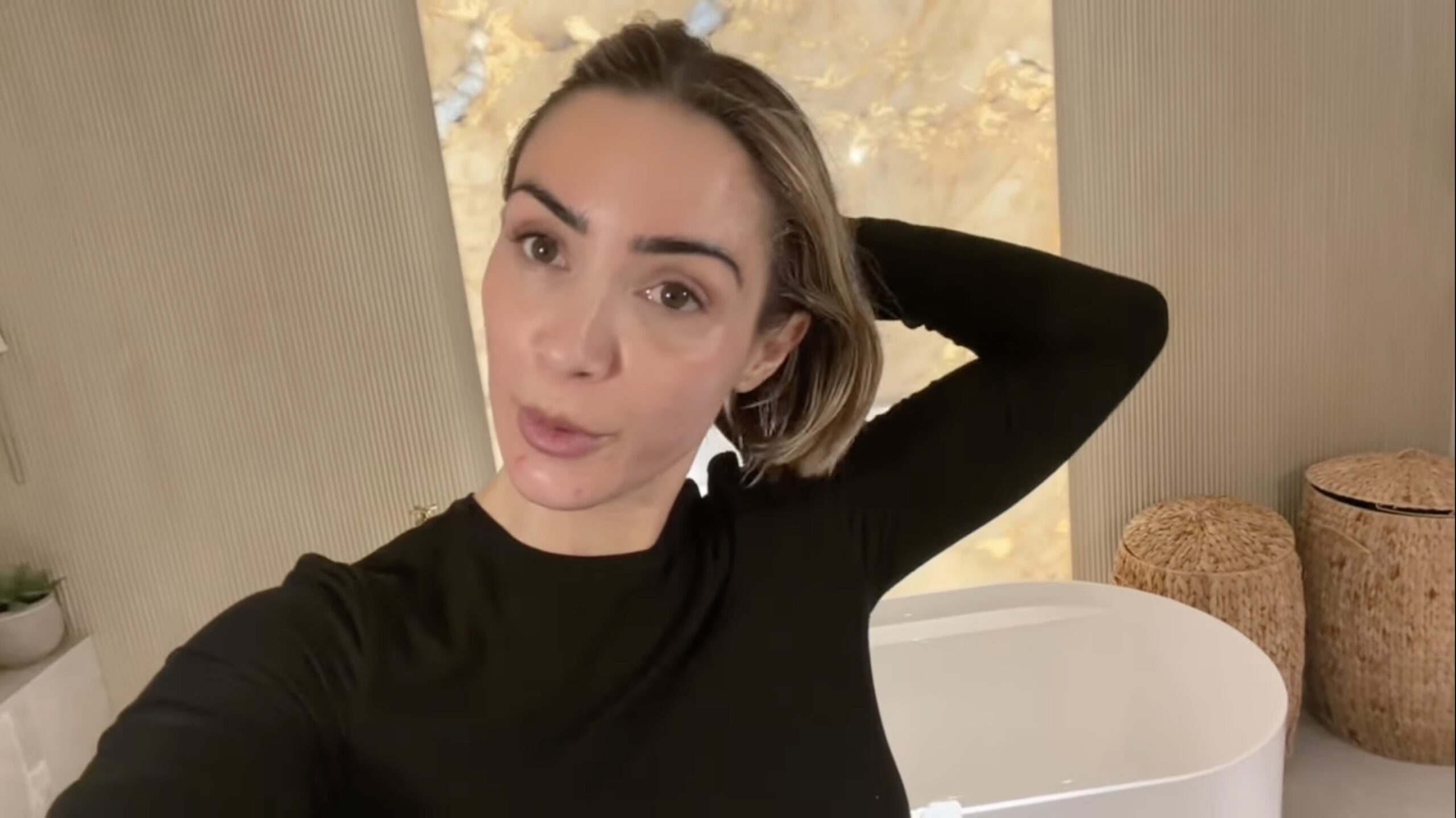 Frankie Bridge talking to the camera