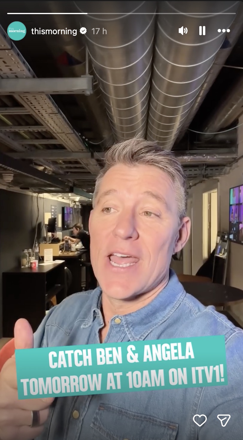 Ben Shephard on This Morning Instagram Story