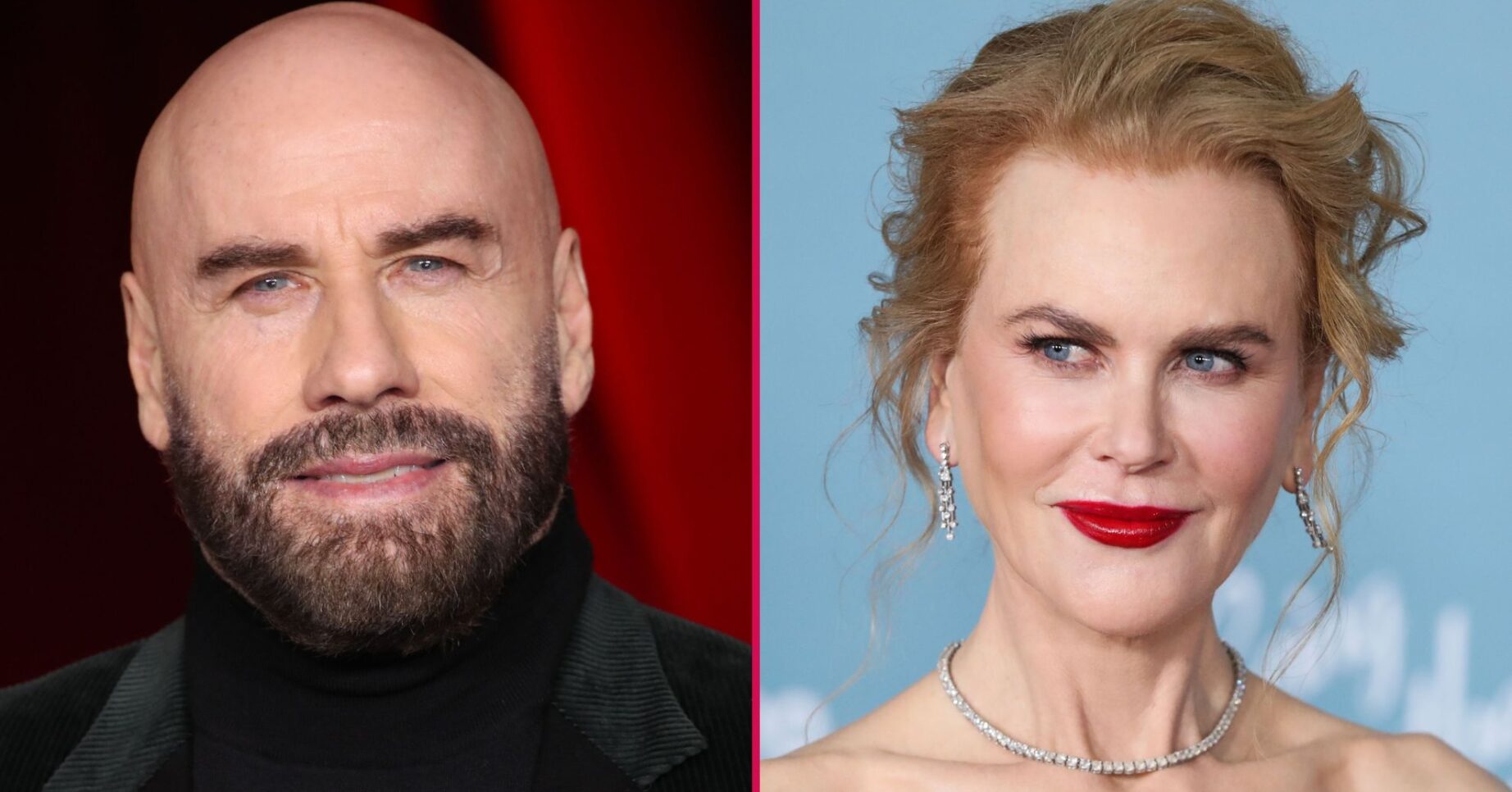 John Travolta smiling beside Nicole Kidman