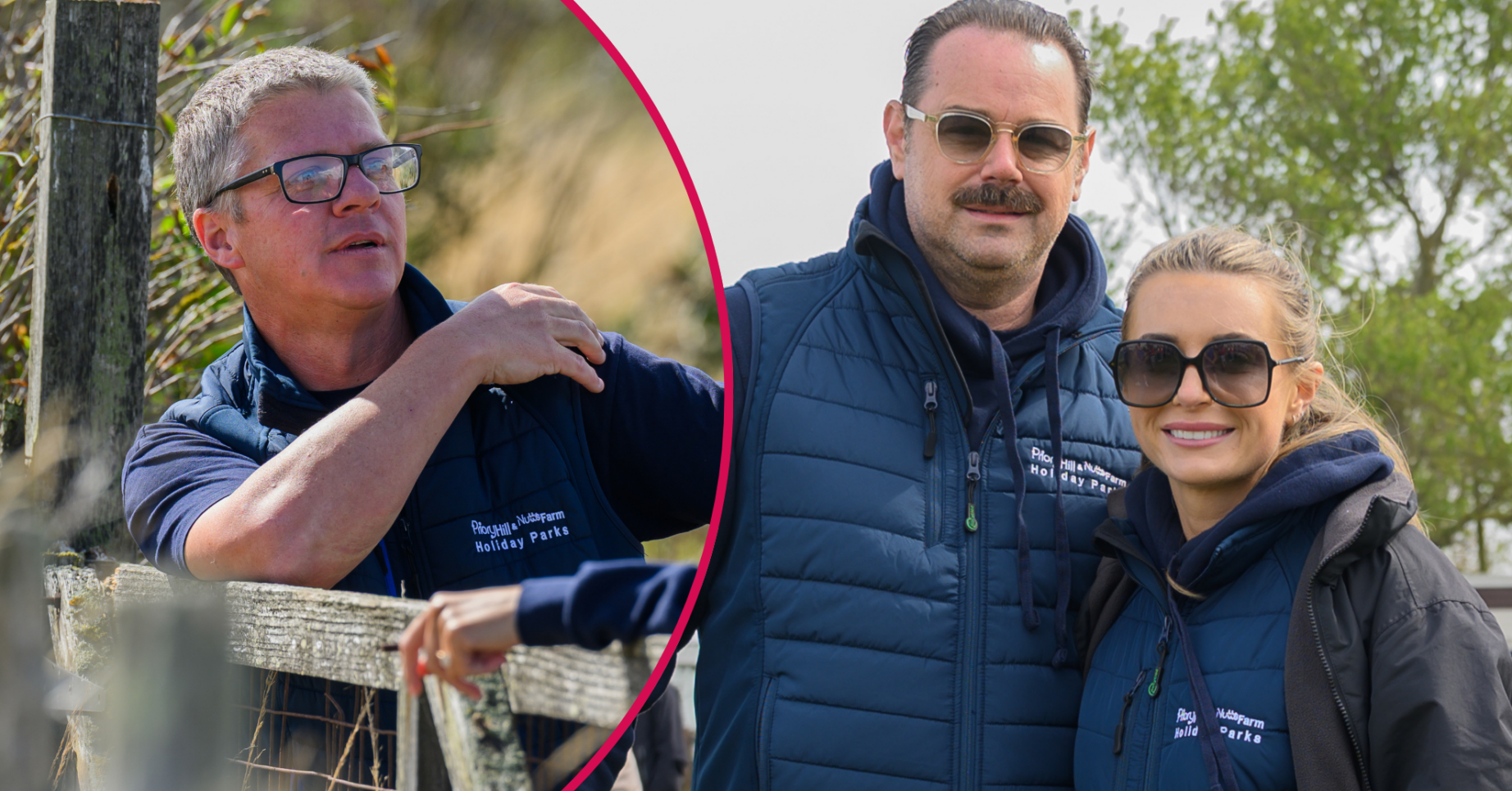 Danny and Dani Dyer and a manager at their caravan park