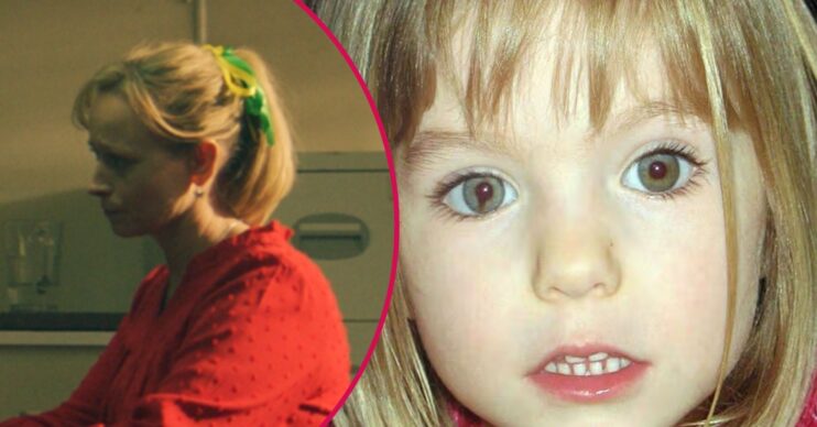 Laura Bayston as Kate McCann in Suspect and a photo of Madeleine McCann