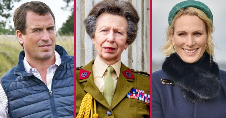 ED composite of Peter Phillips, Princess Anne and Zara Tindall at different royal events