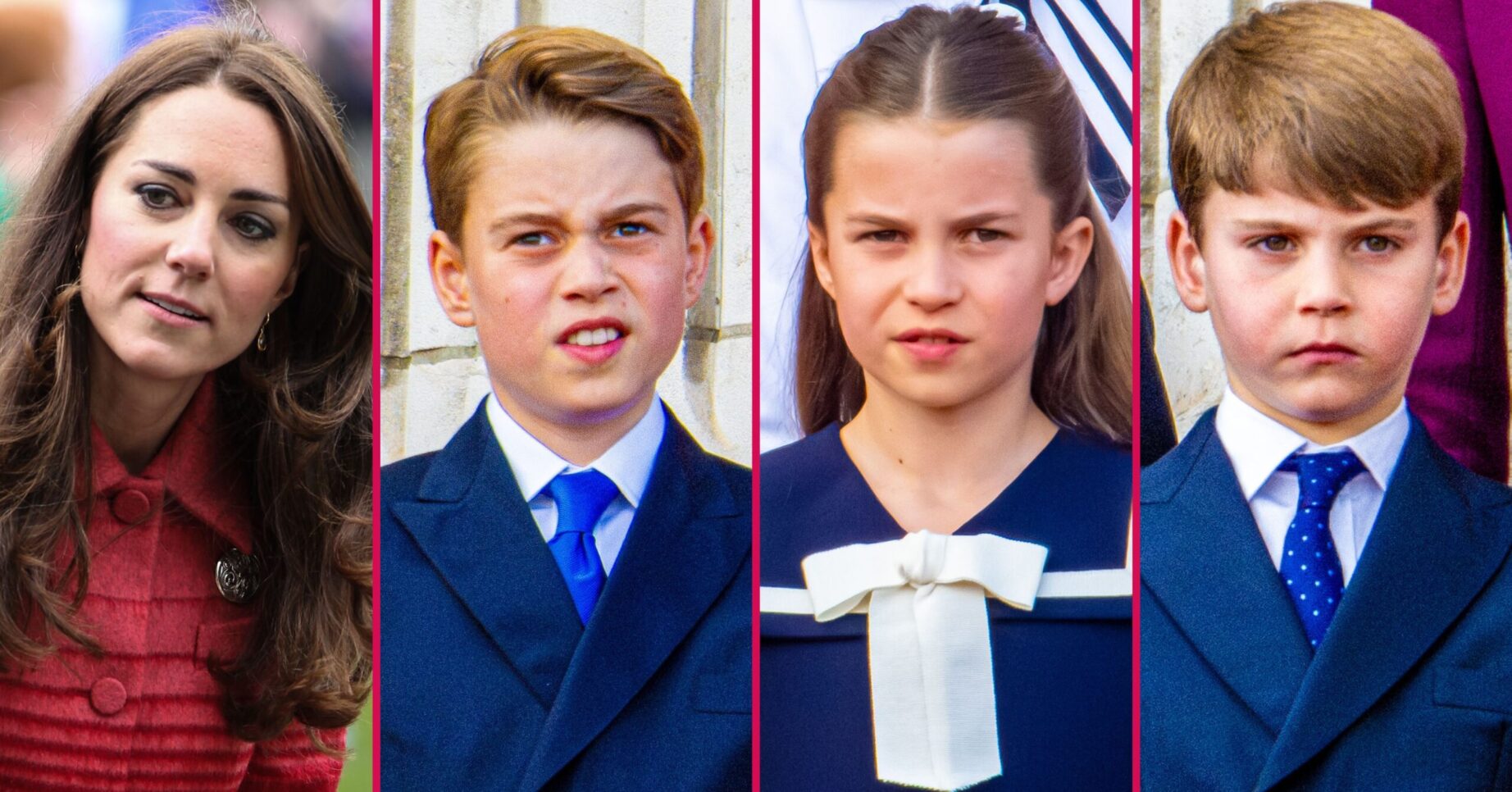 William, George, Louis and Charlotte looking serious