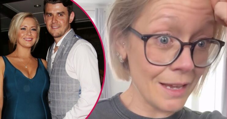 Suzanne Shaw and Sam Greenfield smiling / Suzanne Shaw crying