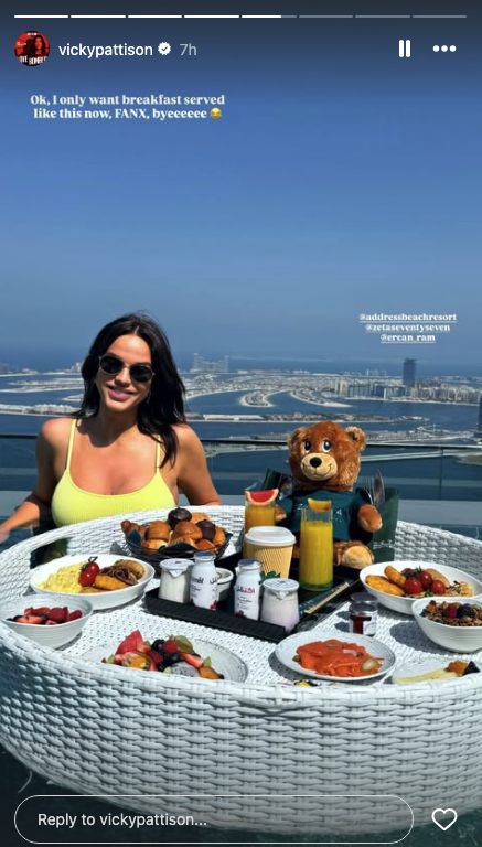 Vicky Pattison on holiday at a rooftop pool