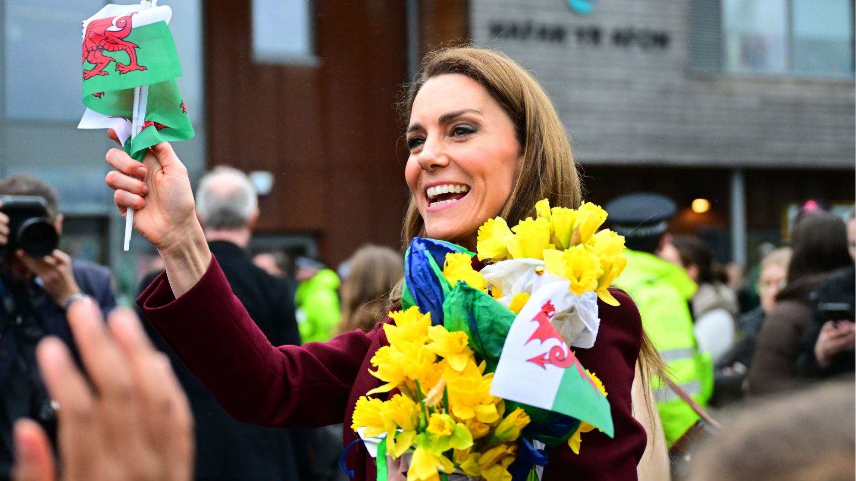 Princess Kate greeting fans in Wales