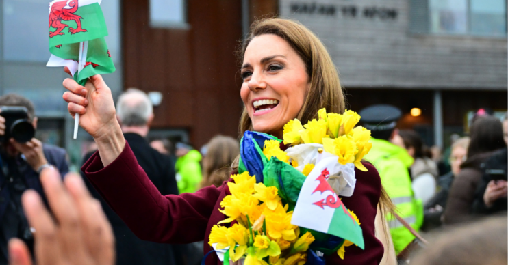 Princess Kate greeting fans in Wales
