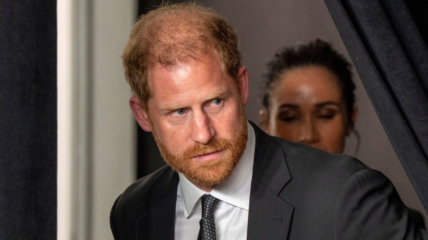 Prince Harry with a deep frown