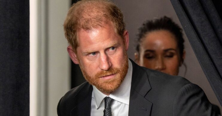 Prince Harry with a deep frown