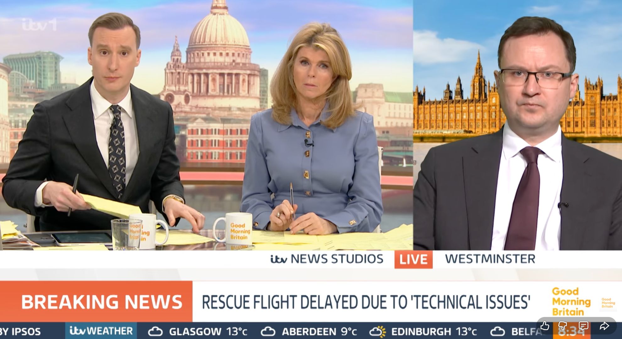 Paul Brand and Kate Garraway / Alex Norris on GMB