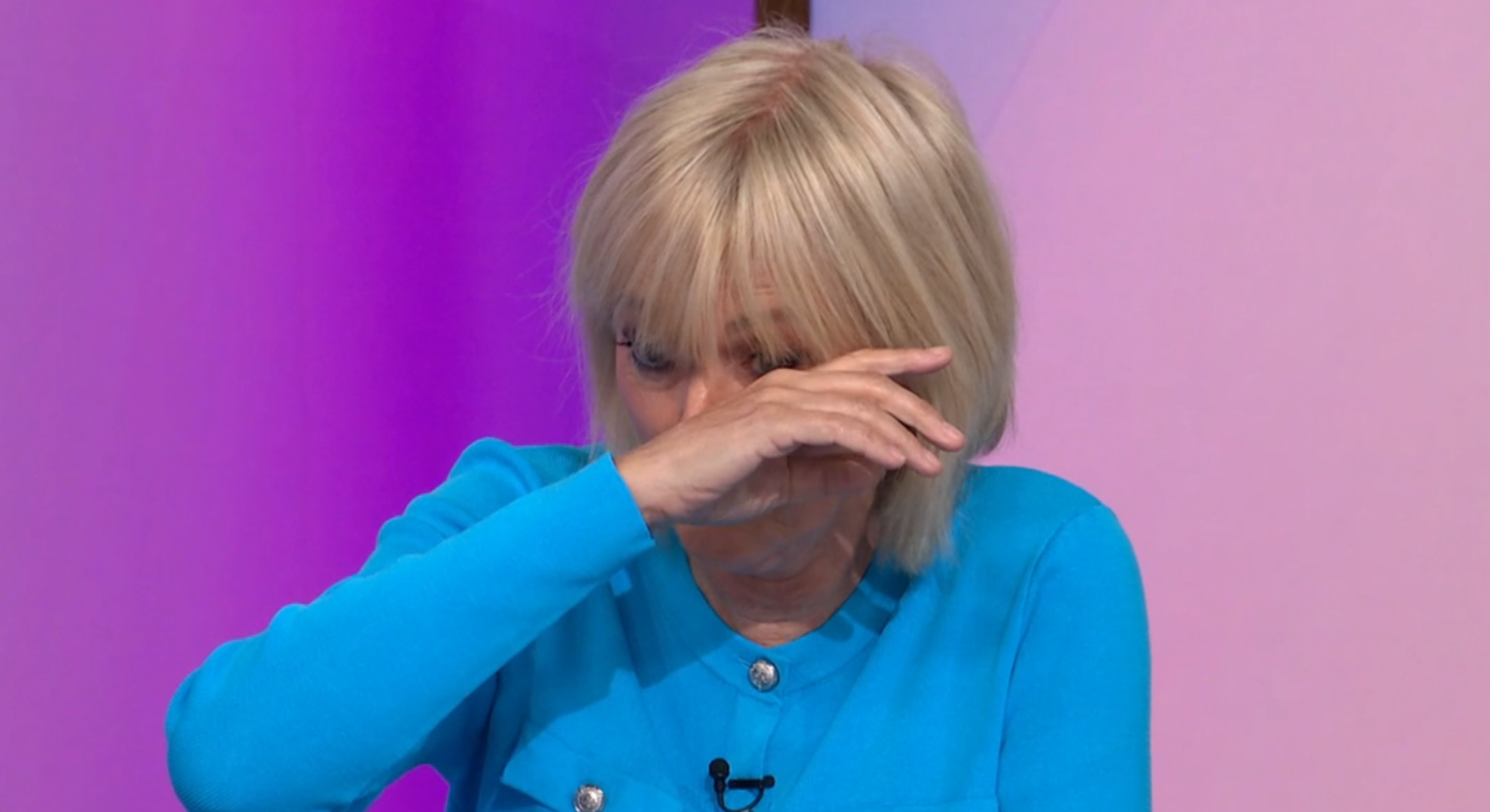 Jane Moore wiping her eyes on Loose Women
