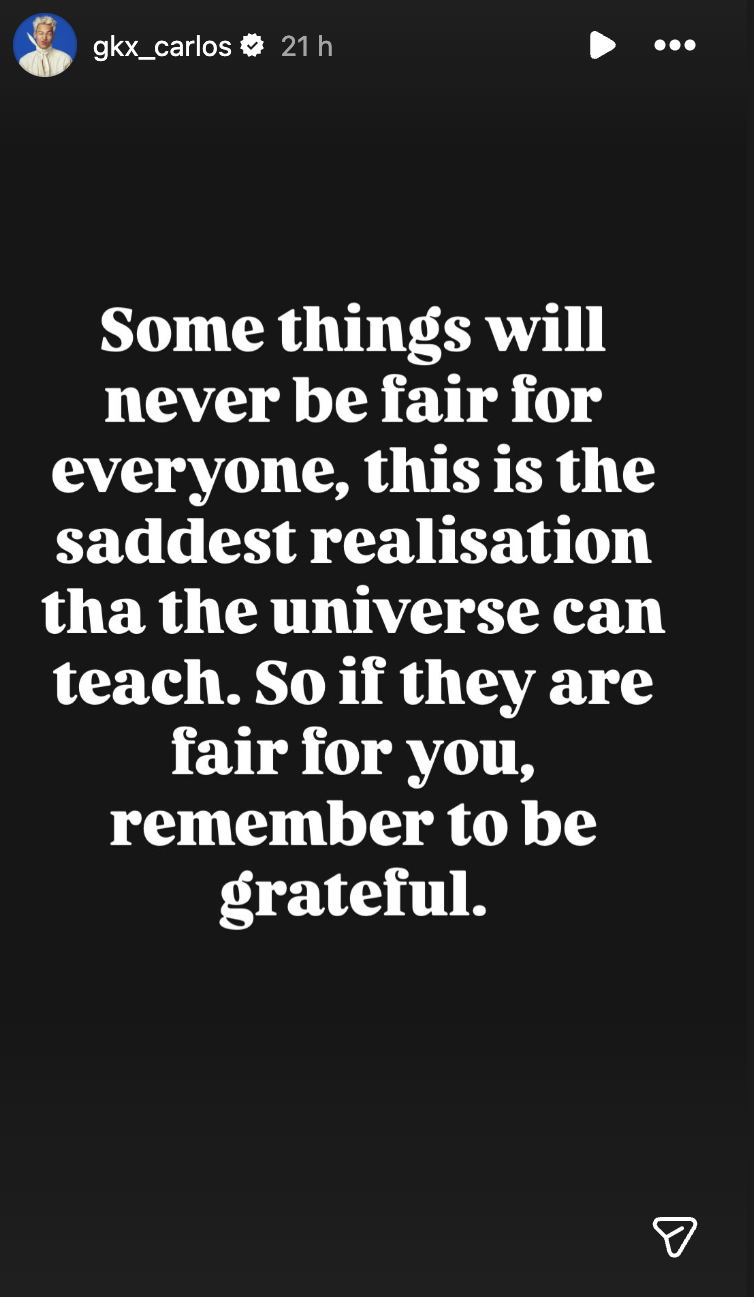 Carlos Gu Instagram story 