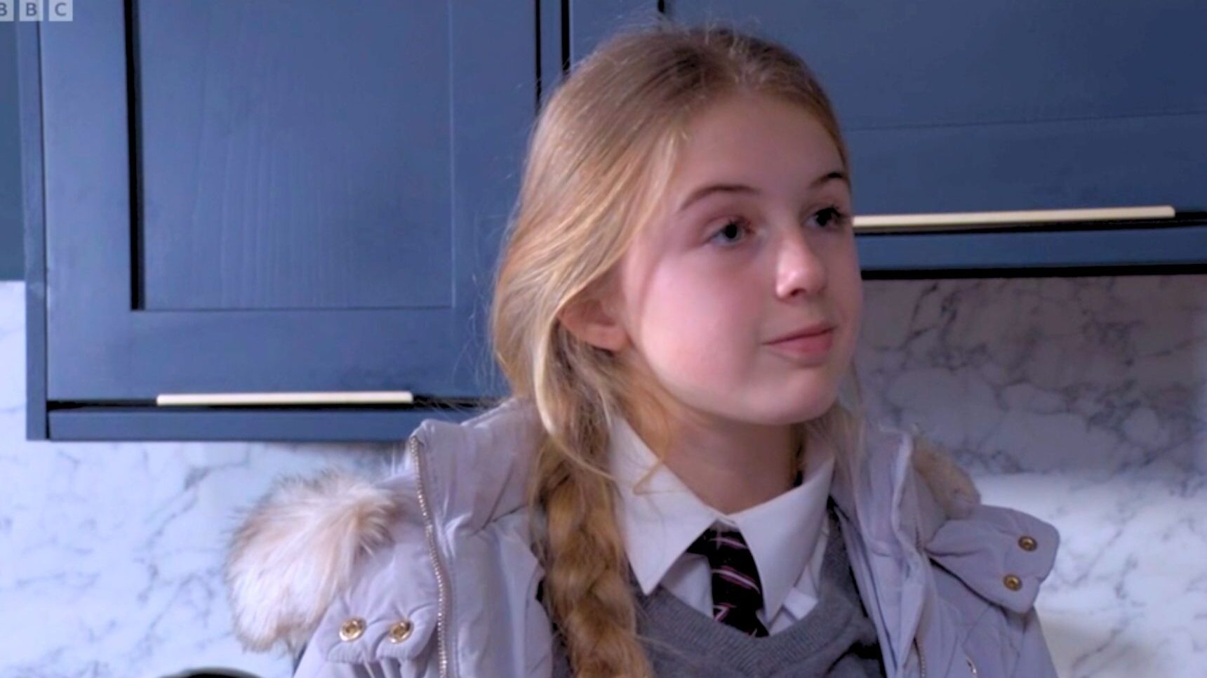 Lexi looking sheepish as she skips school