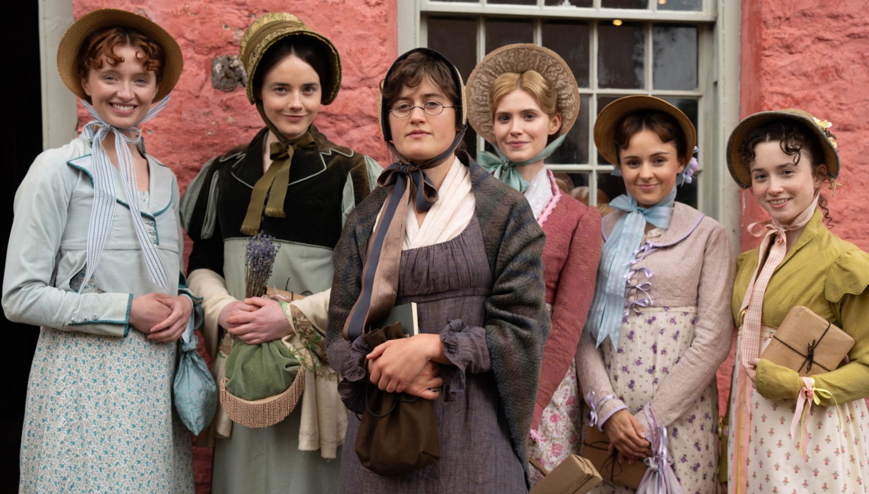 The Bennet sisters, with Mary in the centre, in the new BBC One period drama (Credit: BBC)